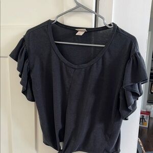 Black Ruffle Sleeve Top